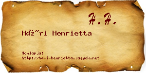 Hári Henrietta névjegykártya